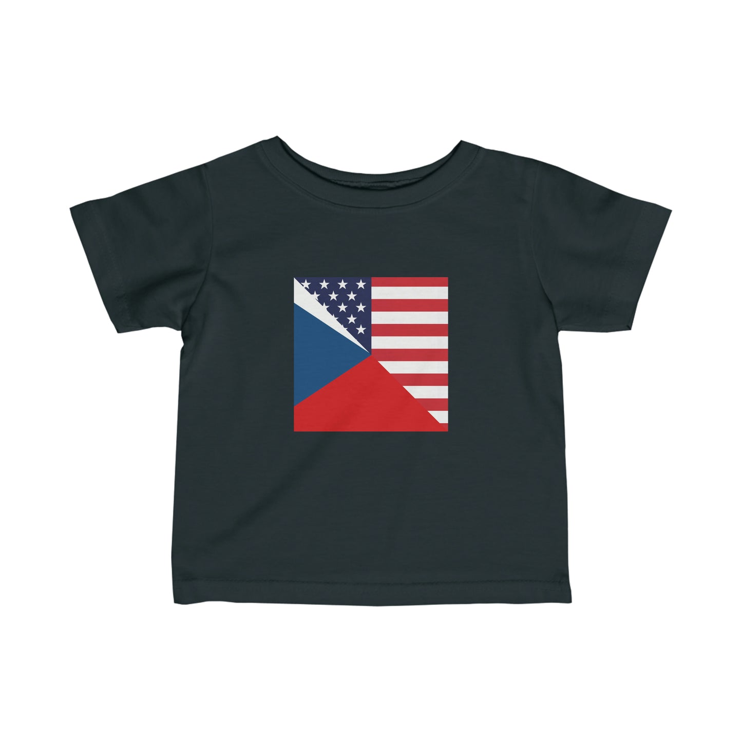 Infant Czech Republic American Flag Czechia USA  Toddler Tee Shirt