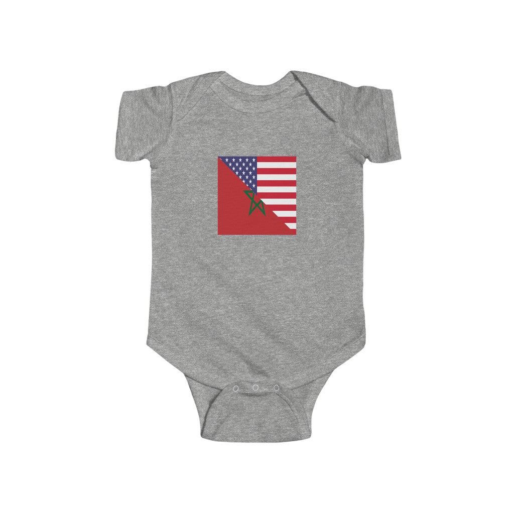 Moroccan American Flag Baby Bodysuit | Morocco USA Newborn Boy Girl