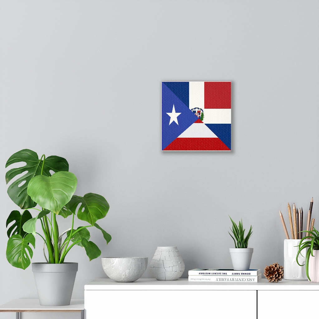 Puerto Rican Dominican Republic Flag Canvas Gallery Wraps | PR DR