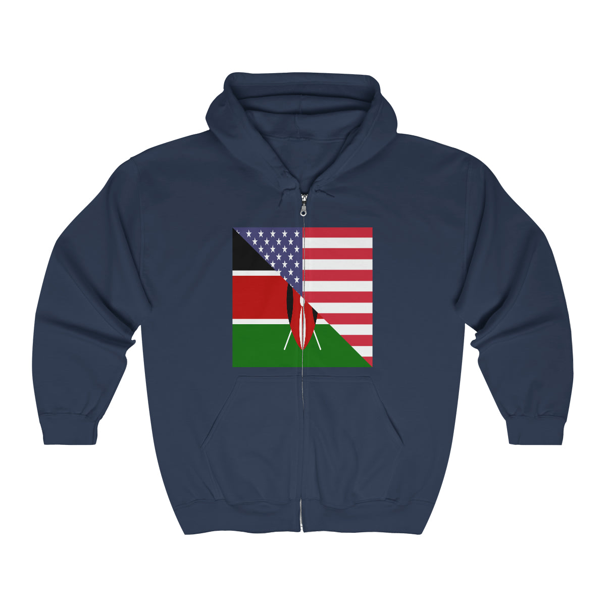 Kenyan American Flag Kenya USA Zip Hoodie | Hooded Sweatshirt