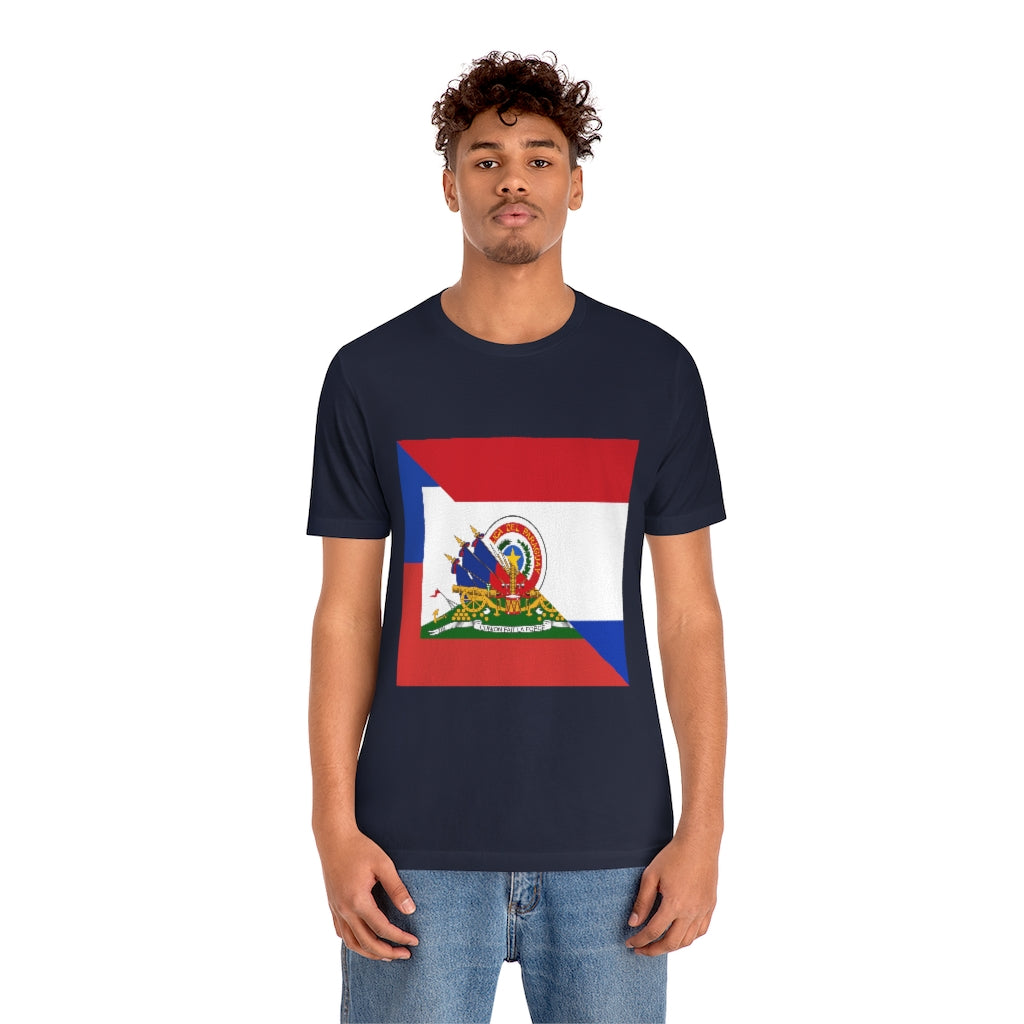 Half Haitian Paraguayan Flag Tee | Haiti Paraguay Men Women Shirt