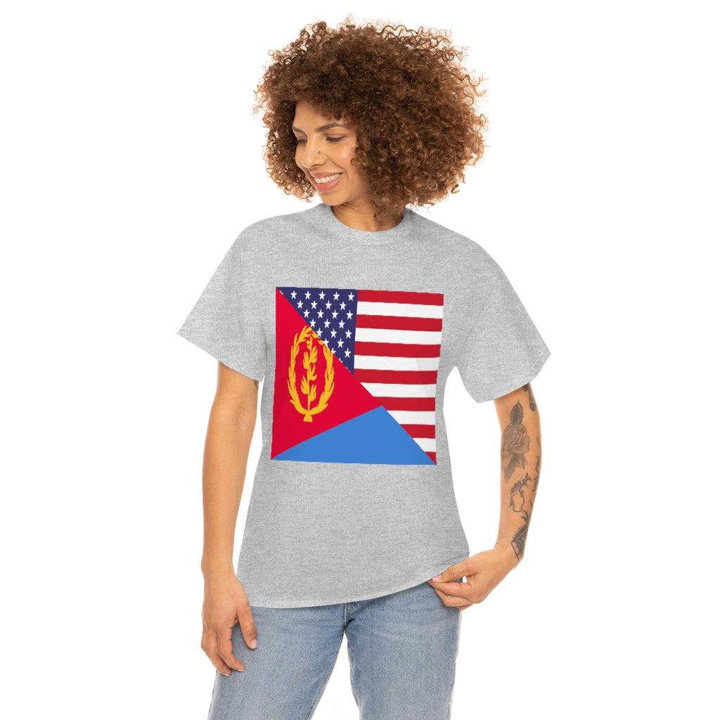 Eritrea American Flag Tee Shirt | Unisex Eritrean USA Tshirt