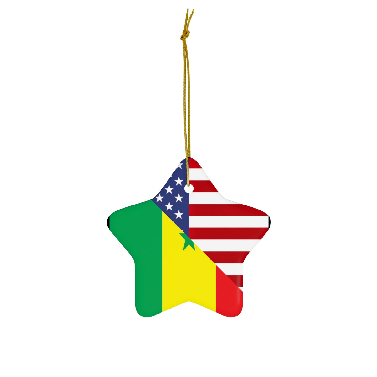 Senegal American Flag Ceramic Ornament | Senegalese USA Christmas Tree