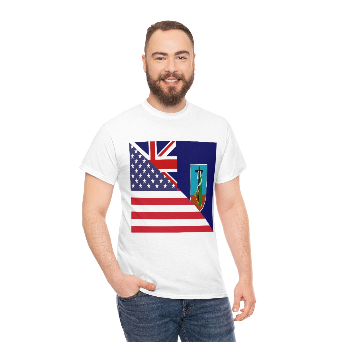 Montserrat American Flag Half Montserratian USA T-Shirt | Unisex Tee Shirt