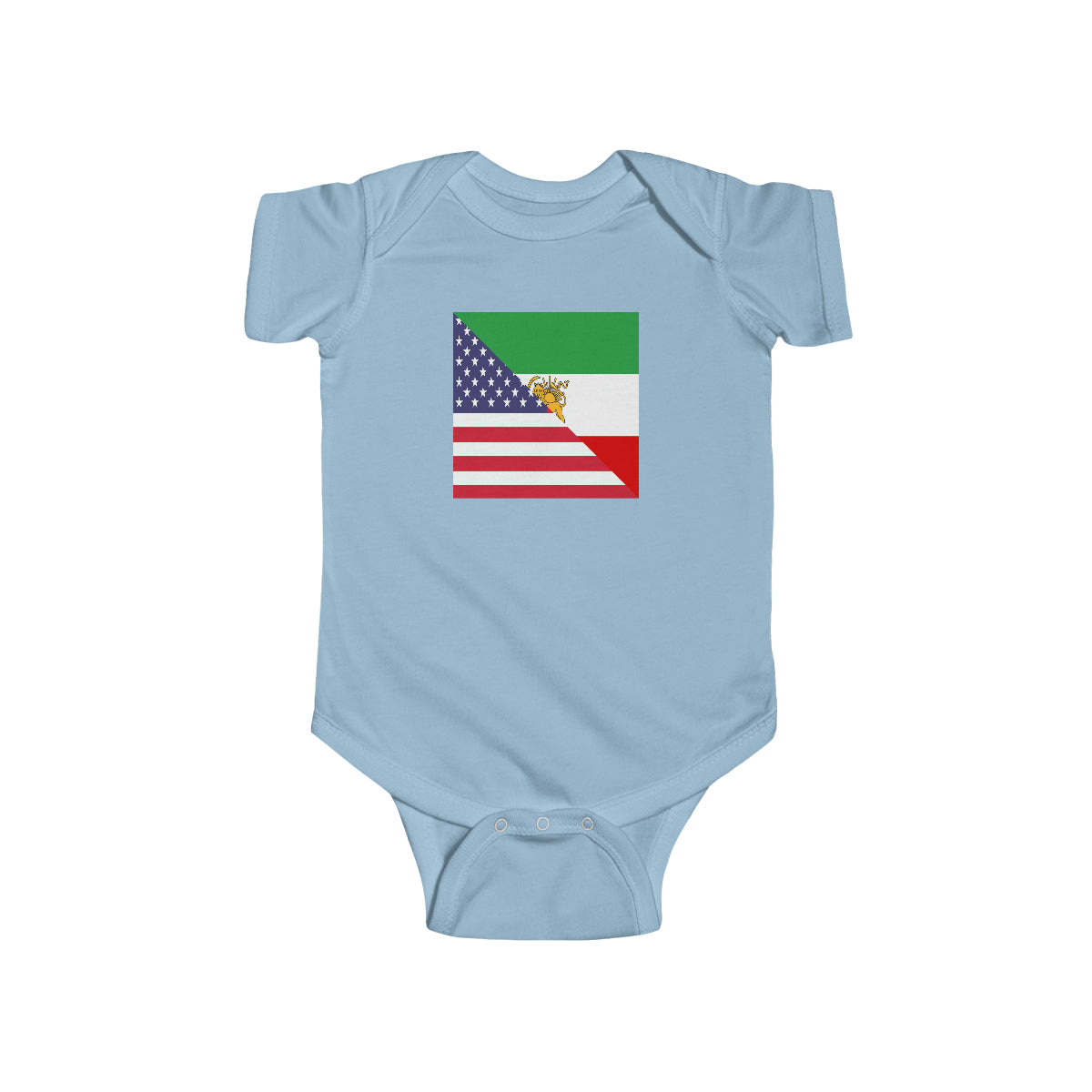 Old Iranian American Flag Baby Bodysuit | Unisex Iran USA Newborn Boy Girl