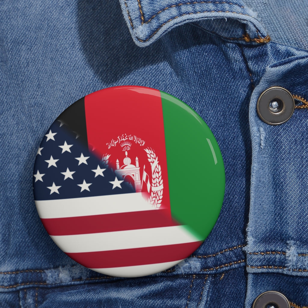 Afghan American Flag Pin Button | Afghanistan USA