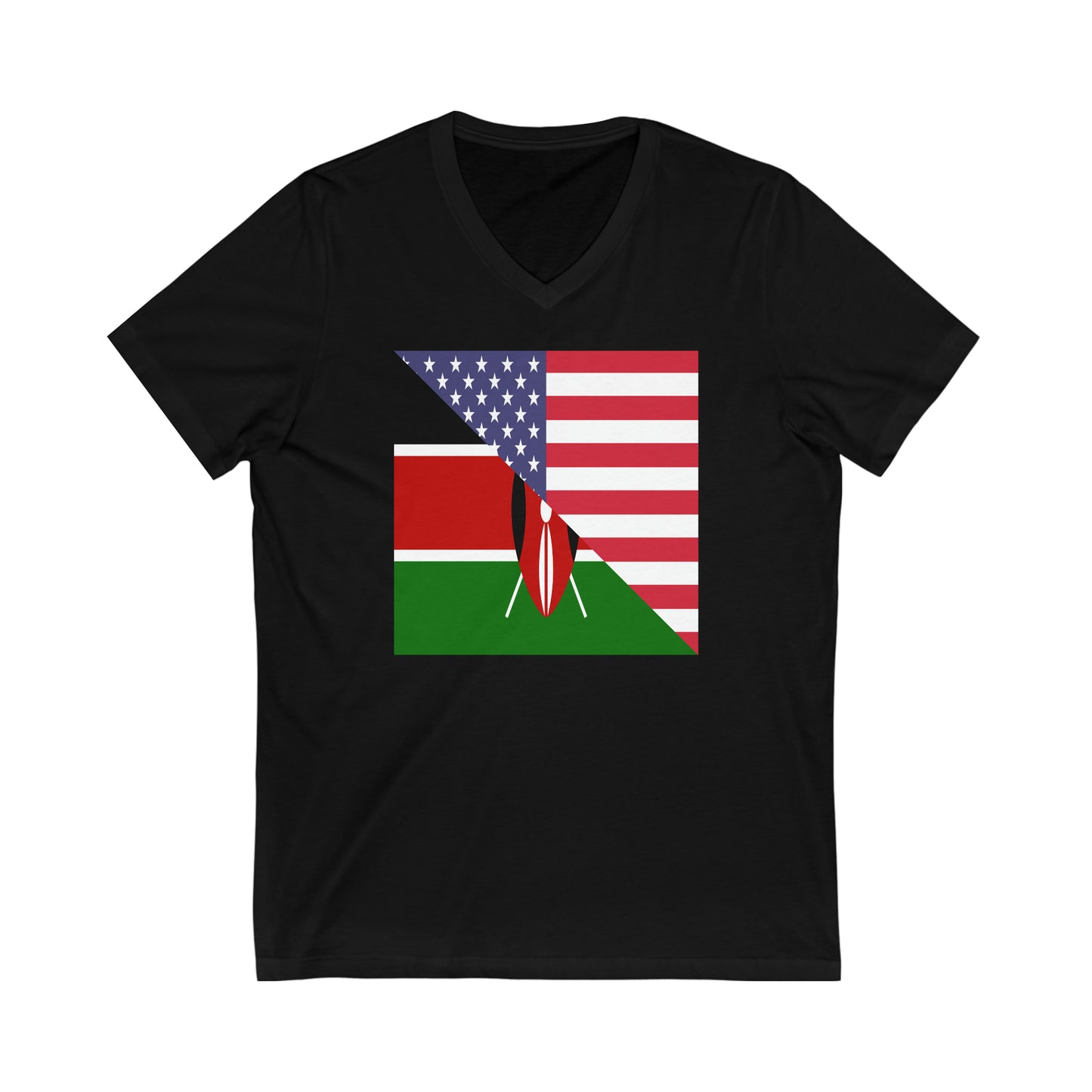 Kenyan American Flag Kenya USA V-Neck T-Shirt | Unisex Vee Shirt