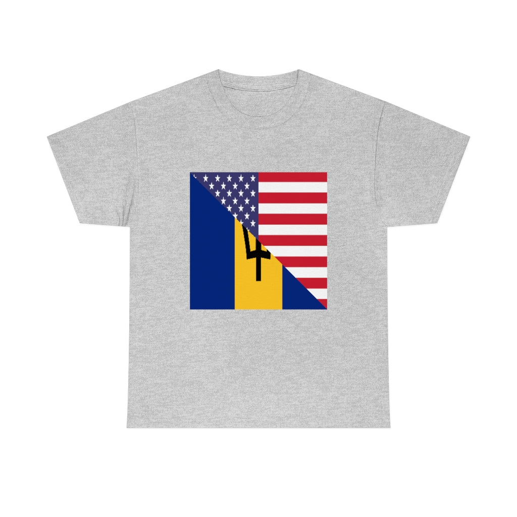 Bajan American Flag Tee Shirt | Barbados USA Tshirt