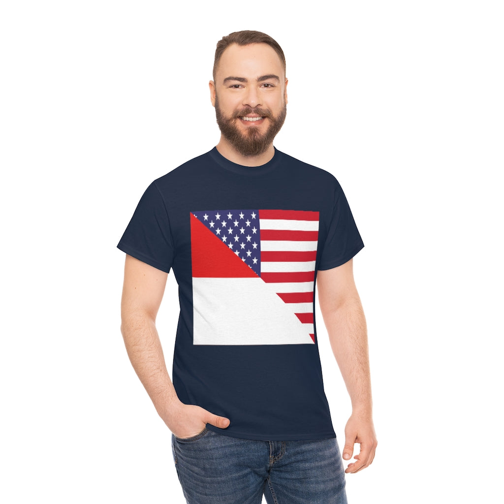 Indonesian American Flag Tee Shirt | Unisex Indonesia USA Tshirt