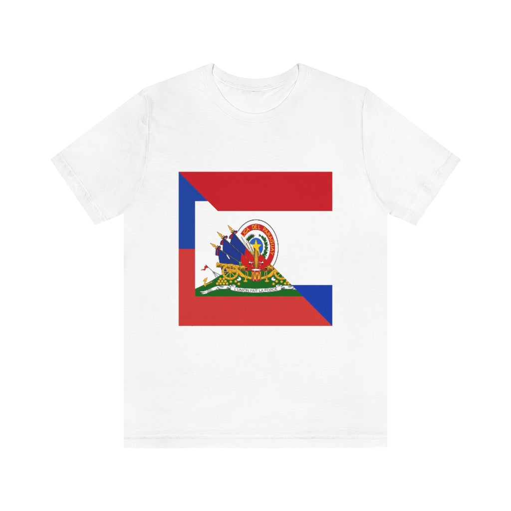 Half Haitian Paraguayan Flag Tee | Haiti Paraguay Men Women Shirt