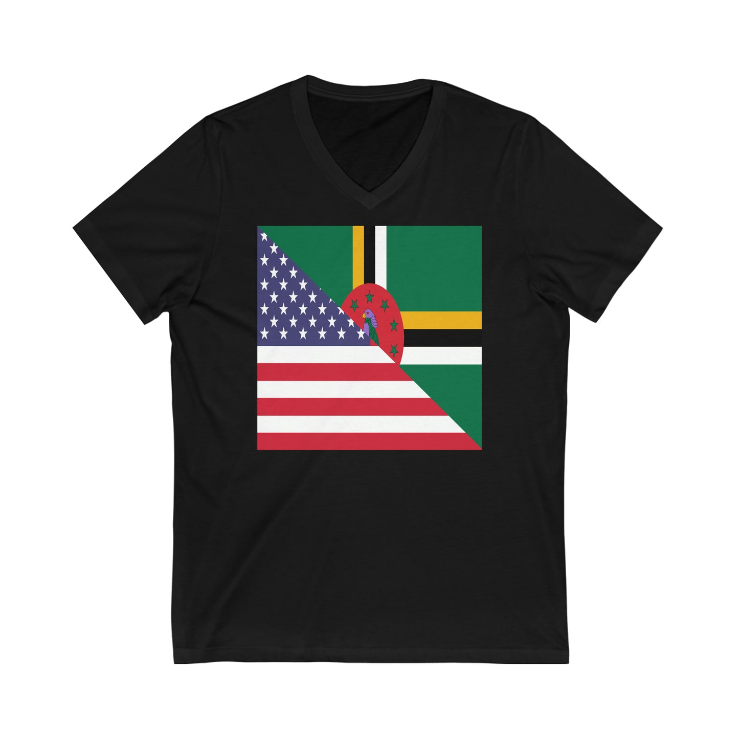 Dominican American Flag Dominica USA Half V-Neck T-Shirt | Unisex Vee Shirt