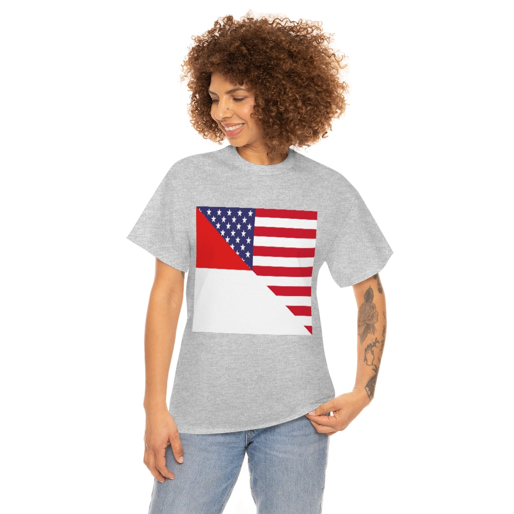 Indonesian American Flag Tee Shirt | Unisex Indonesia USA Tshirt