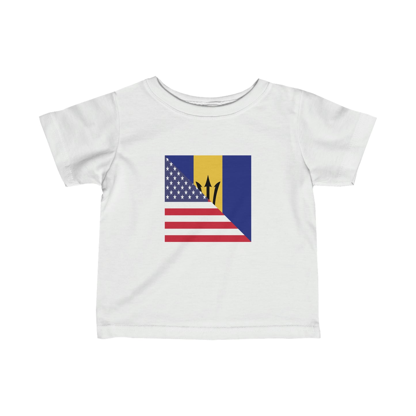 Infant Barbados American Flag Bajan Barbadian USA Toddler Tee Shirt