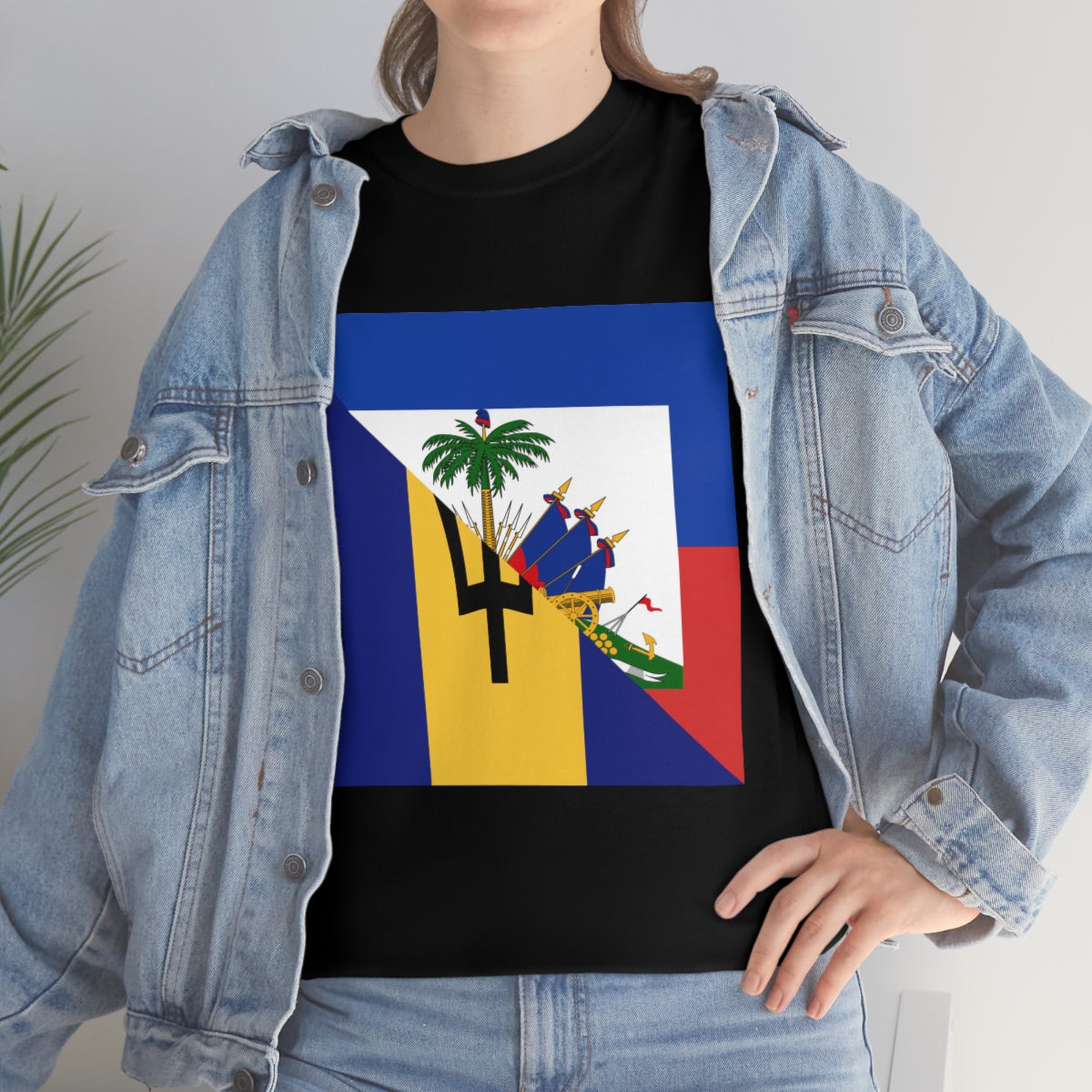 Haitian Bajan Flag Half Haiti Barbados T-Shirt | Unisex Tee Shirt