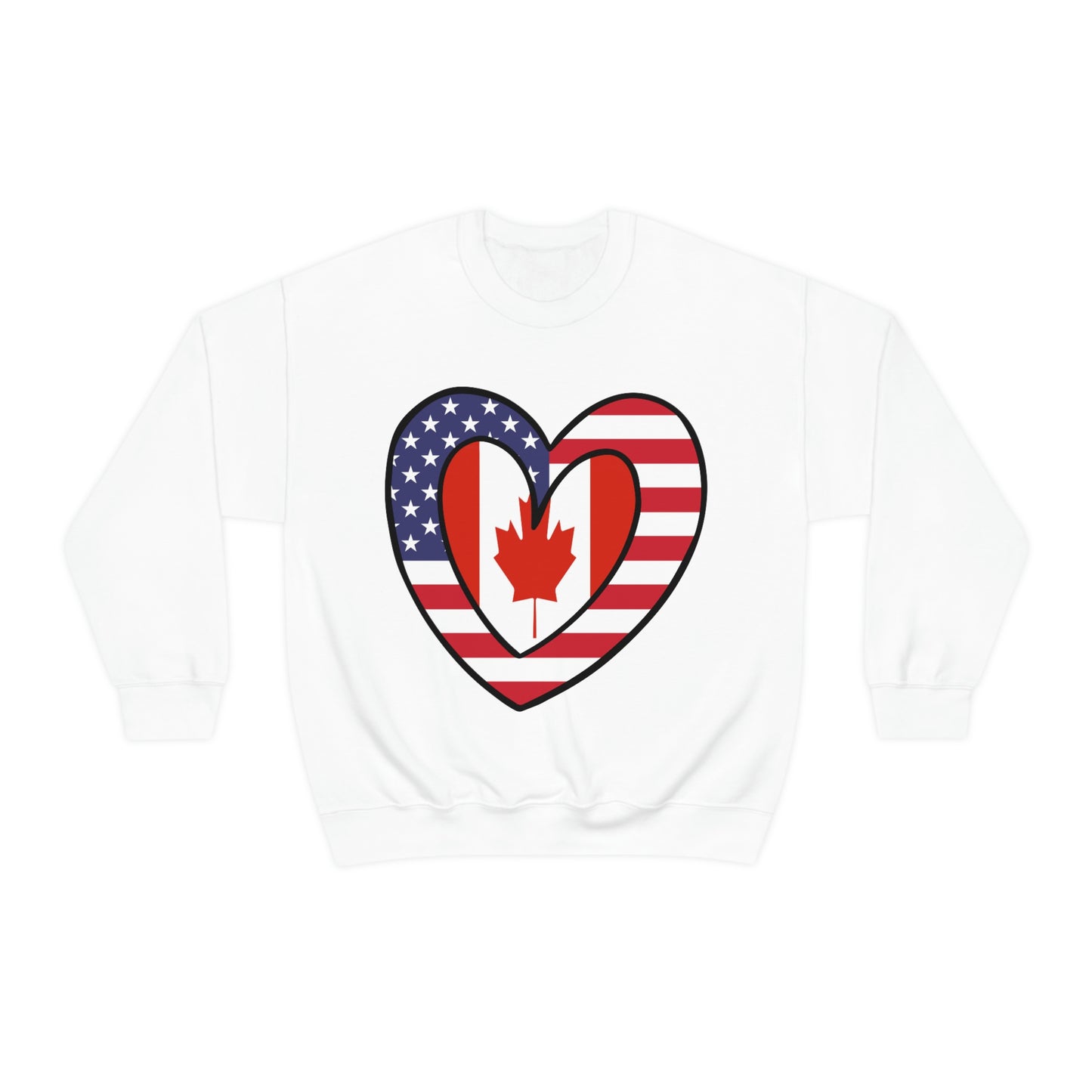 Canadian American Heart Valentines Day Gift Sweatshirt | Unisex Canada USA Flag