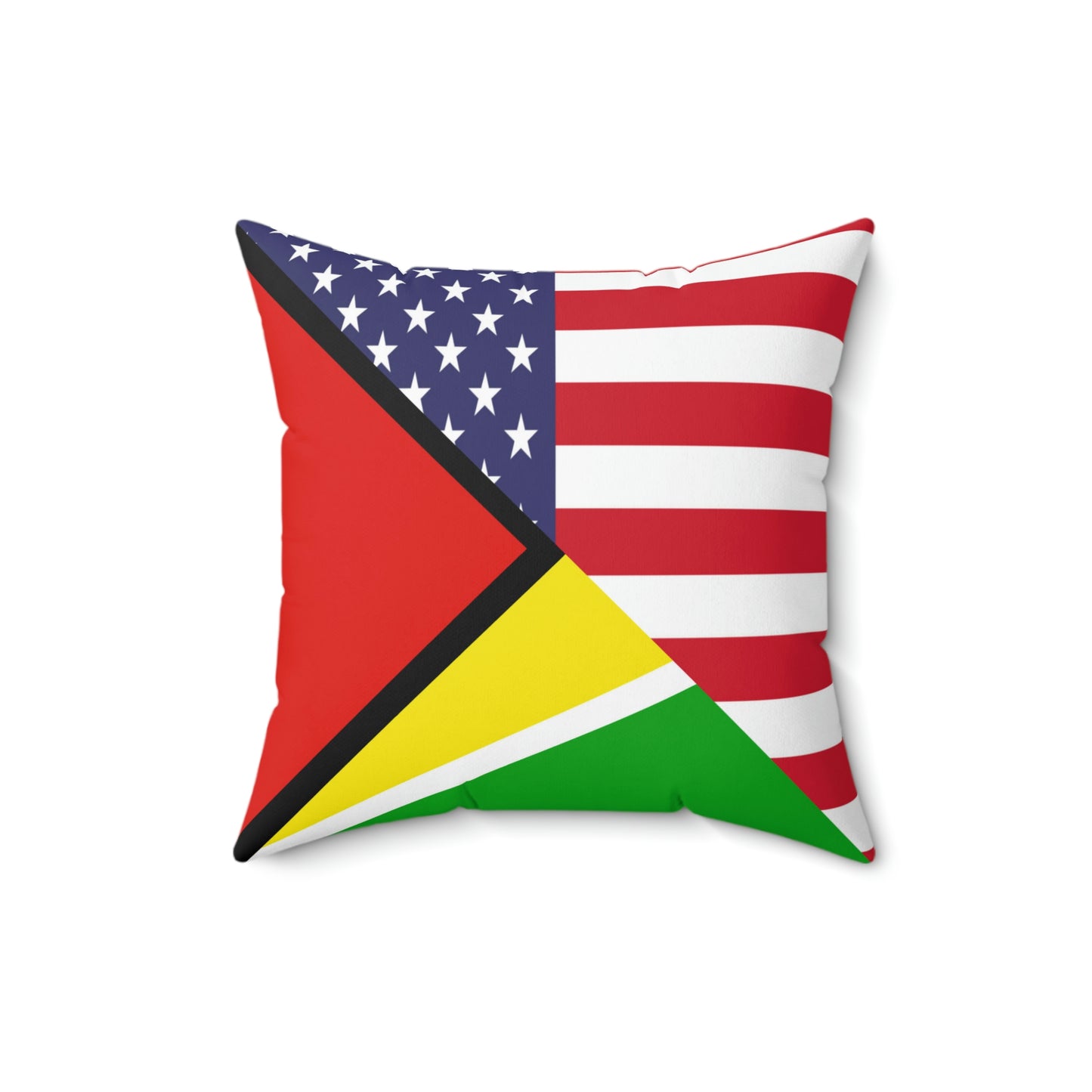 Guyana American Flag Half Guyanese USA Spun Polyester Square Pillow