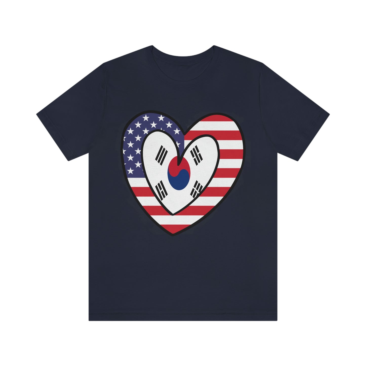 South Korean American Heart Valentines Day Gift Tee Shirt | Half Korea USA Flag T-Shirt