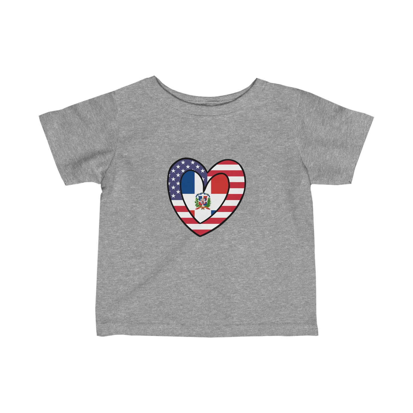 Infant Dominican Republic American Heart Valentines Day Gift Half Dominicano USA Flag Toddler Tee Shirt