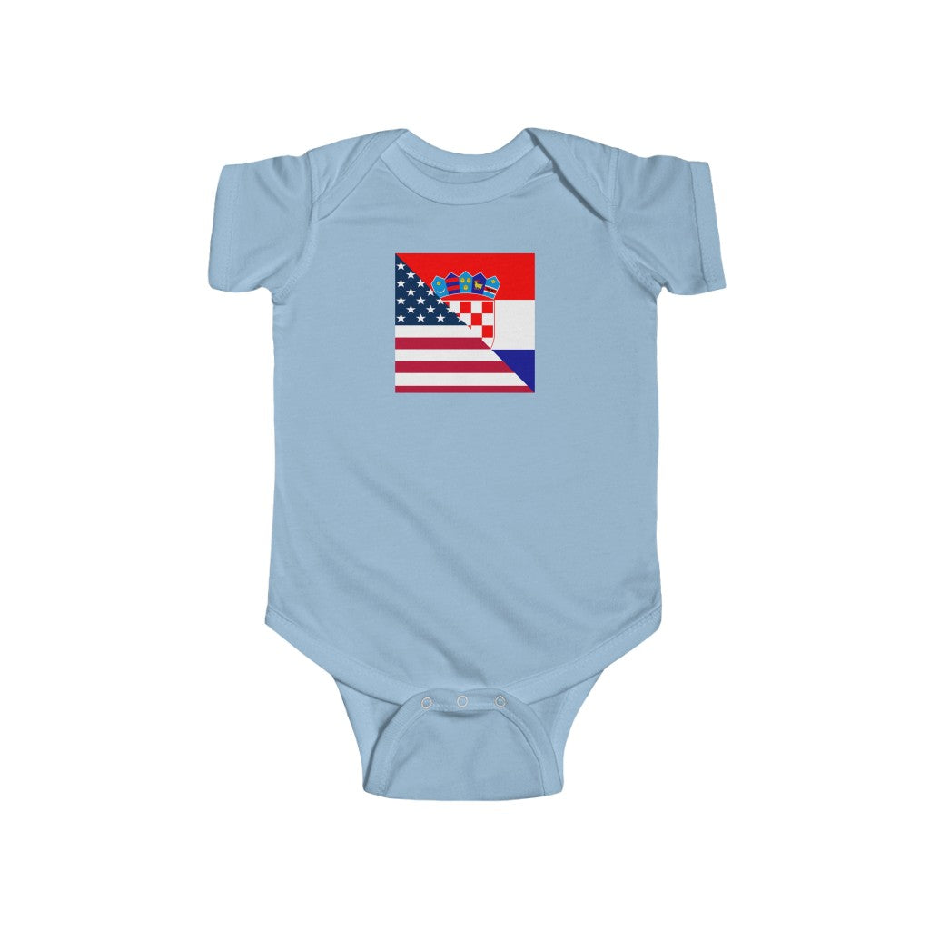 Croatian American Flag Baby Bodysuit | Unisex Half Croatia USA