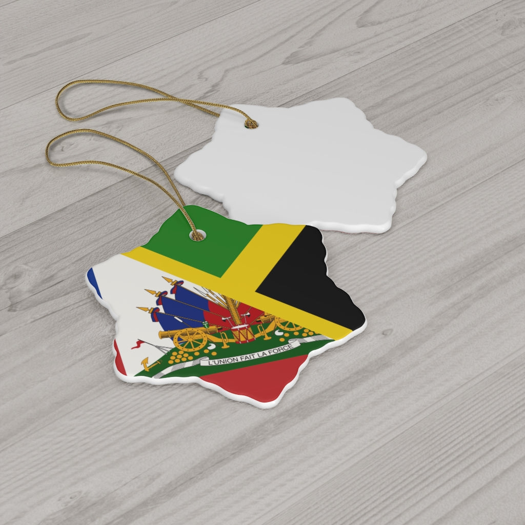 Haitian Jamaican Flag Ceramic Ornaments | Jamaica Haiti Christmas Tree