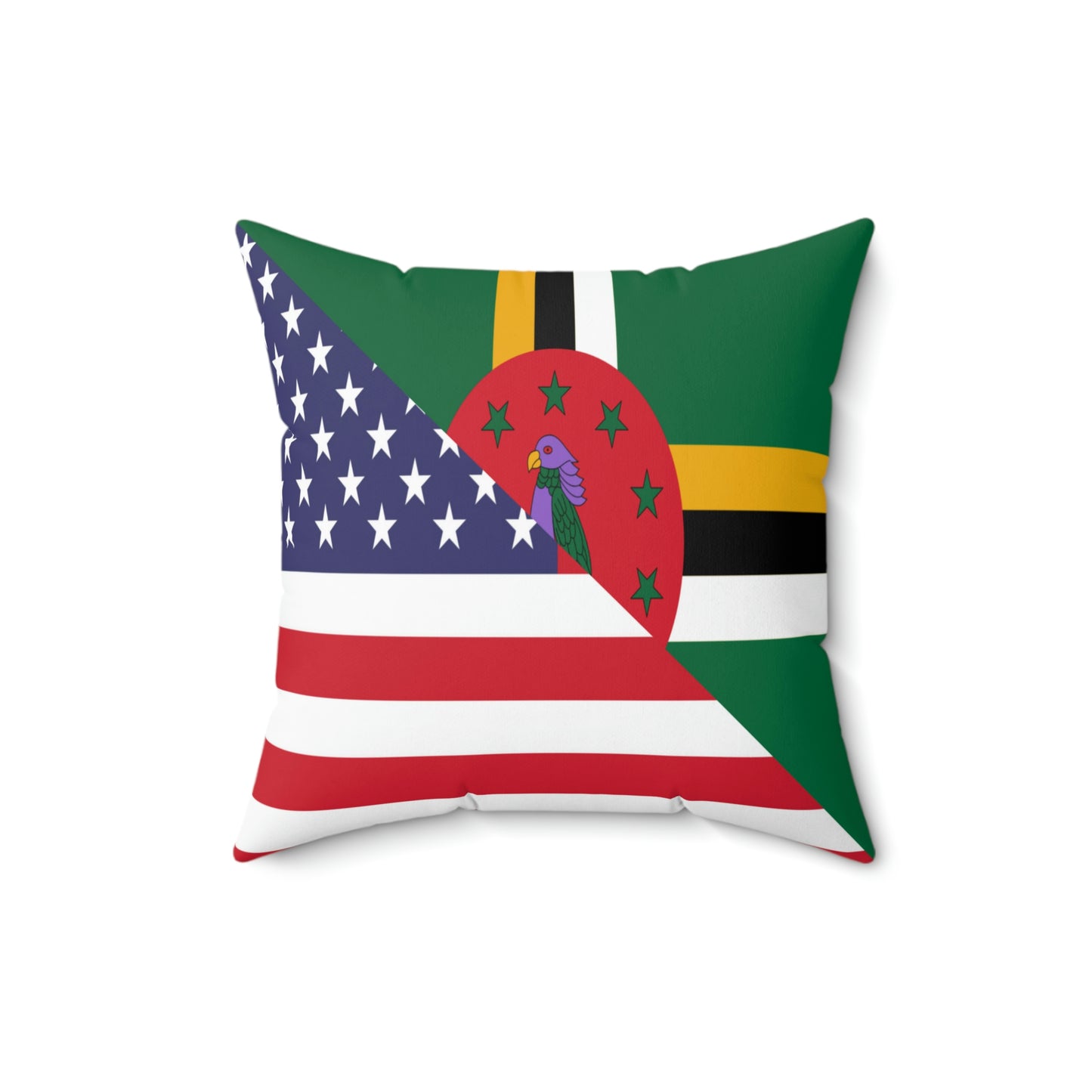 Dominican American Flag Dominica USA Half Spun Polyester Square Pillow