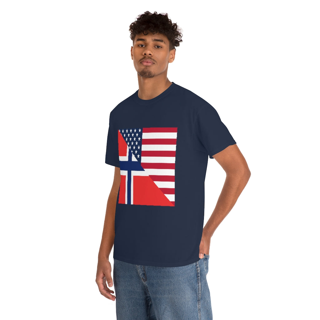 Norwegian American Flag Tee Shirt | Unisex Norway USA Tshirt