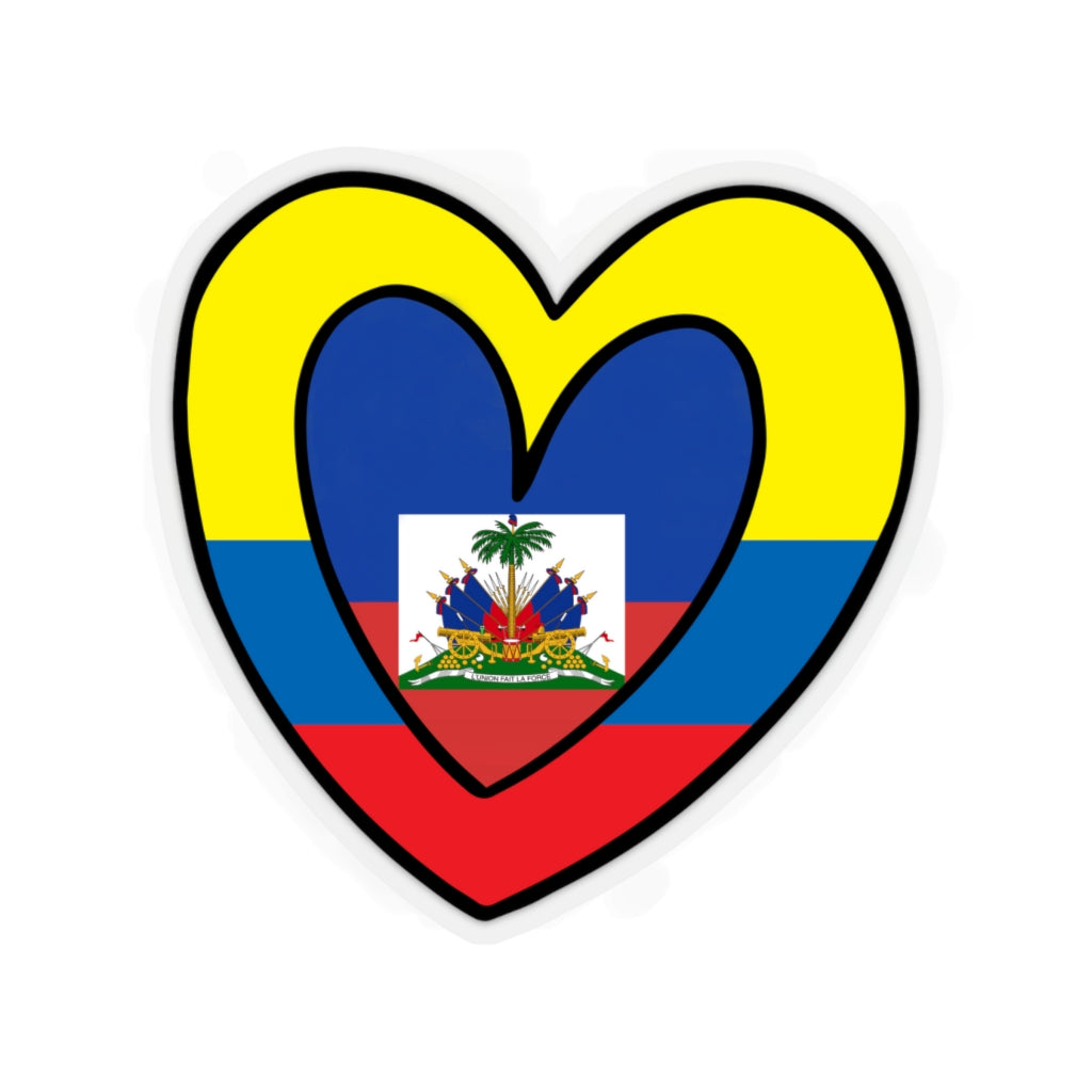 Colombian Haitian Flag Inner Heart Sticker | Colombia Haiti Accessory