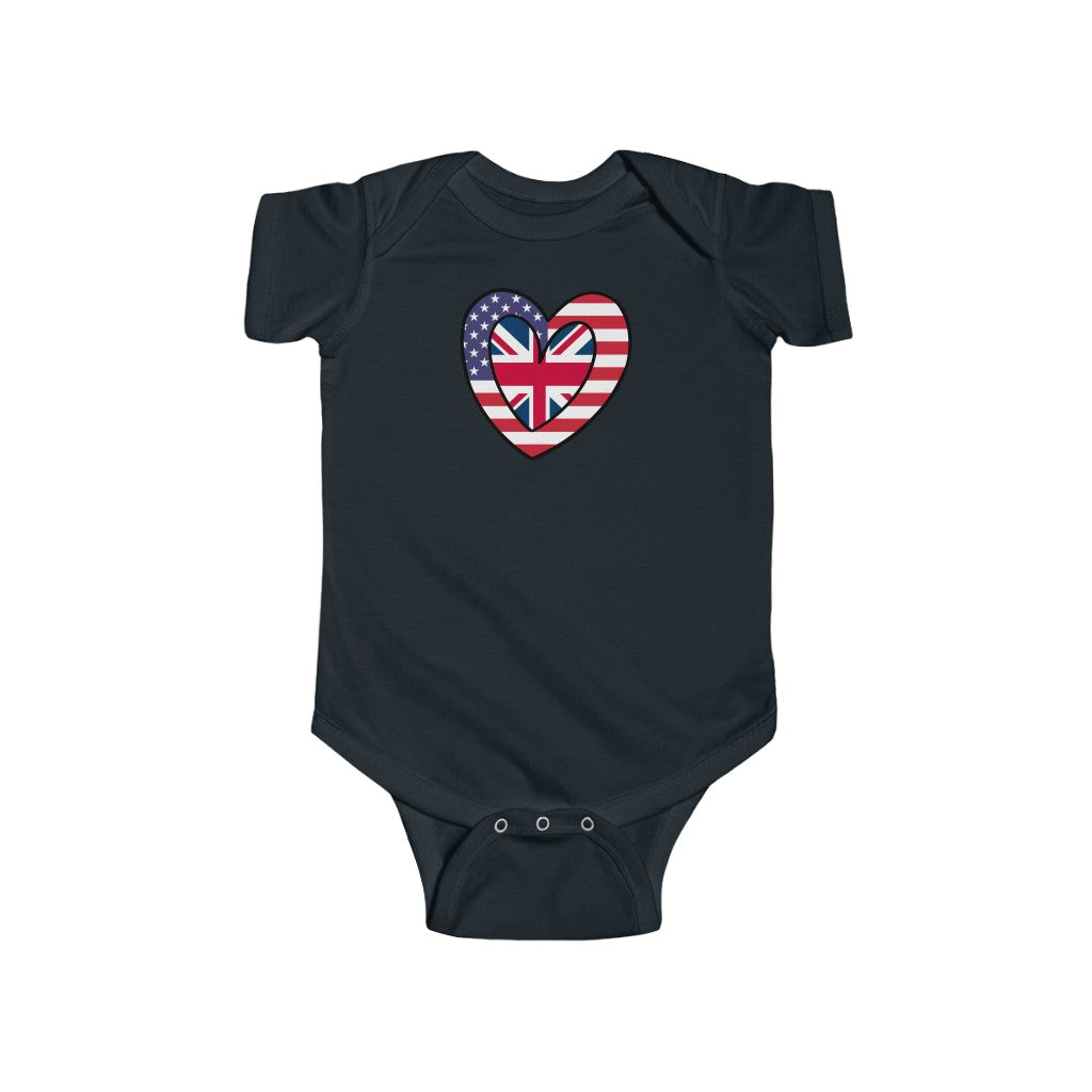 Baby American UK Flag Inner Heart Bodysuit | Unisex United Kingdom