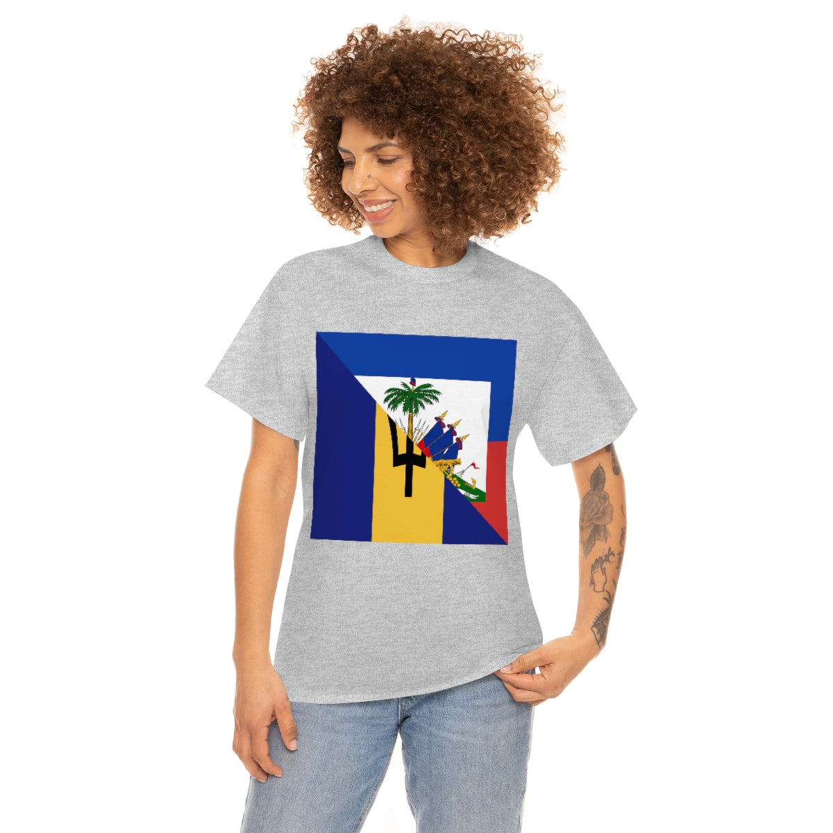 Haitian Bajan Flag Half Haiti Barbados T-Shirt | Unisex Tee Shirt