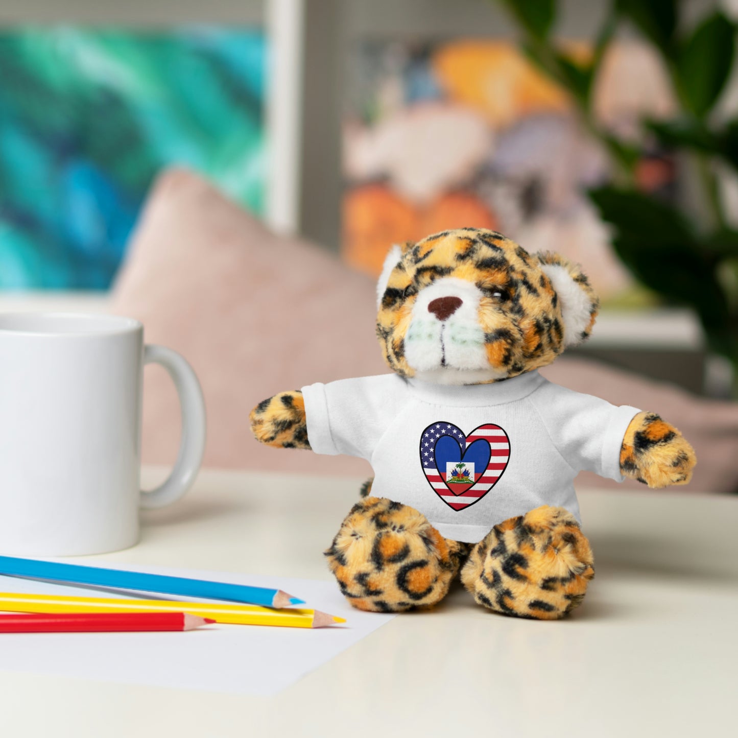 Haitian American Valentines Day Gift Stuffed Animal | Haiti USA Flag Toy