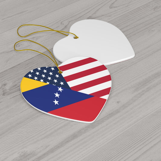 Venezuela American Flag Ceramic Ornaments | Venezuelan USA Holiday Christmas Tree