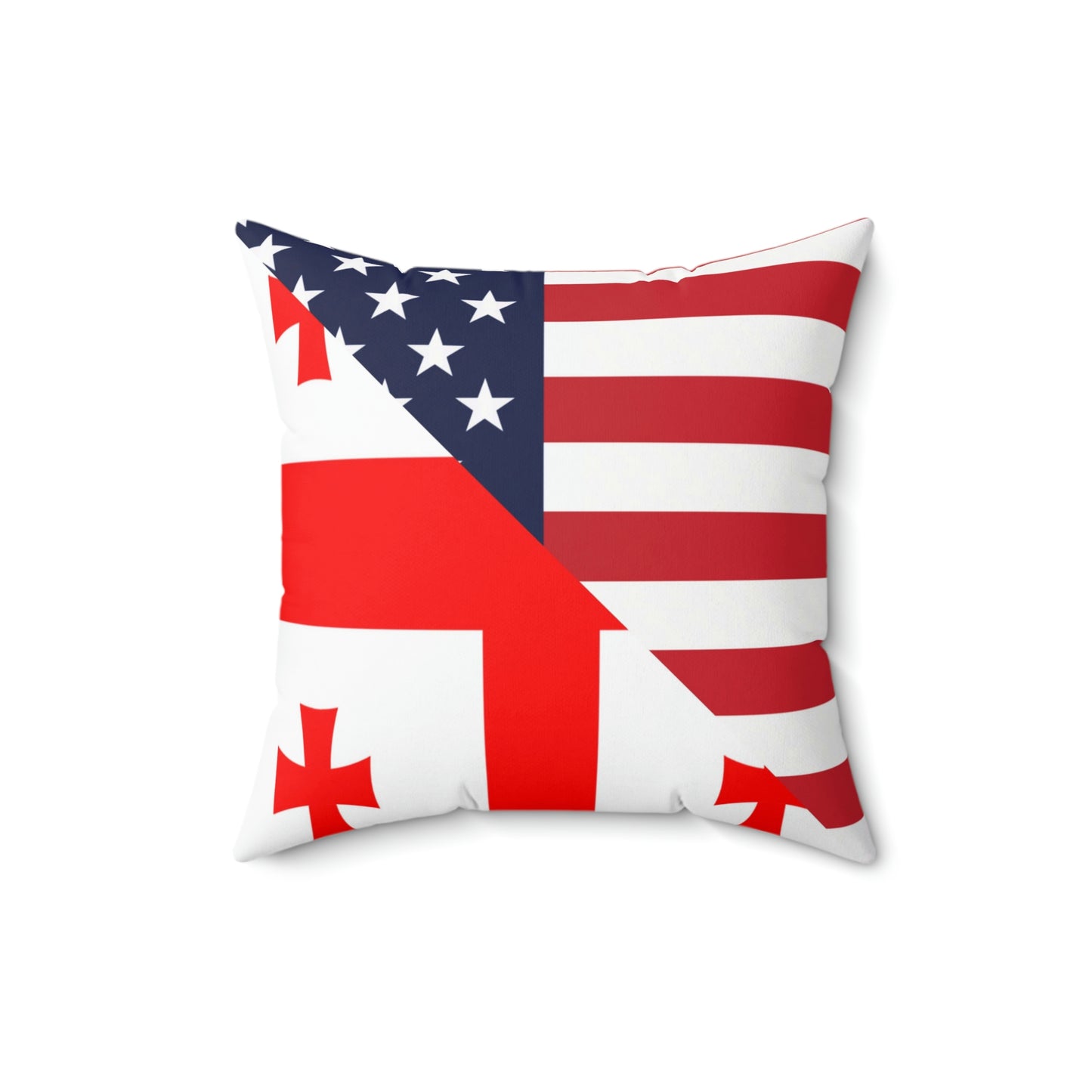 Georgian American Flag Georgia USA Spun Polyester Square Pillow