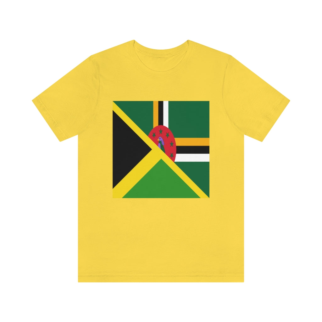 Half Dominican Jamaican Flag Tee | Dominica Jamaica Men Women Shirt