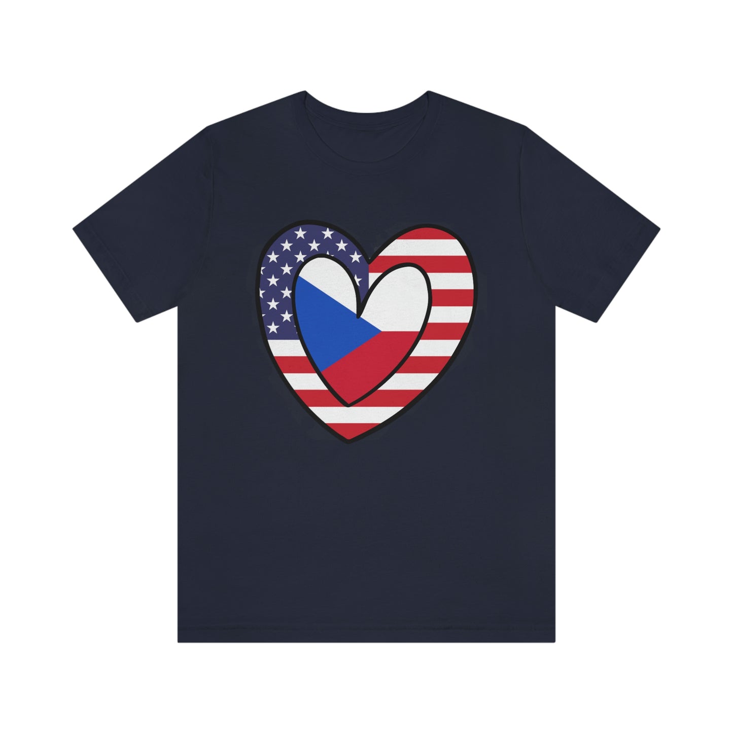 Czech Republic American Heart Valentines Day Gift Tee Shirt | Czechs USA Flag Wedding T-Shirt