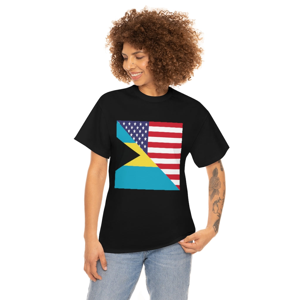 Bahamian American Flag Tee Shirt | Bahamas USA Tshirt