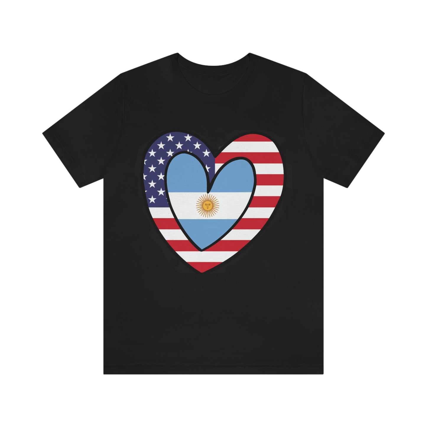 Argentinian American Heart Valentines Day Gift Tee Shirt | Half Argentina USA Flag T-Shirt