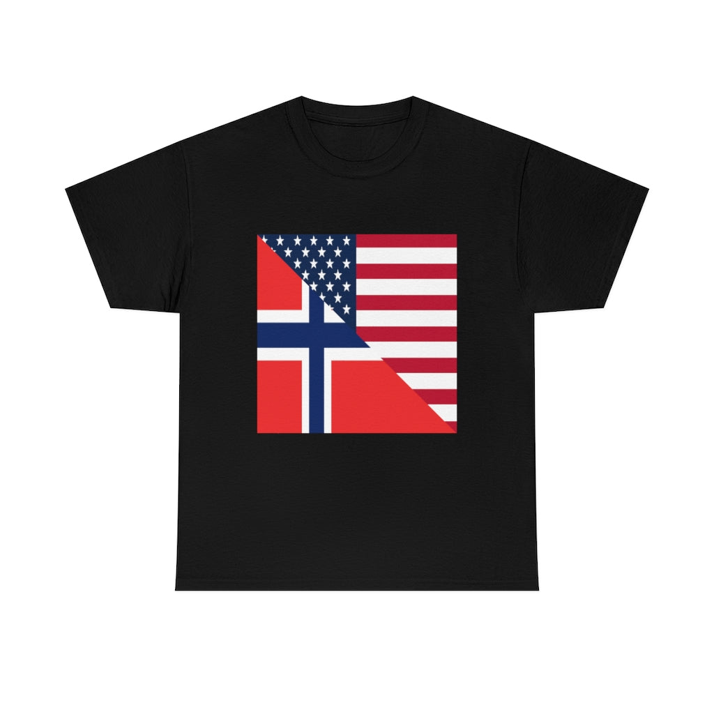 Norwegian American Flag Tee Shirt | Unisex Norway USA Tshirt