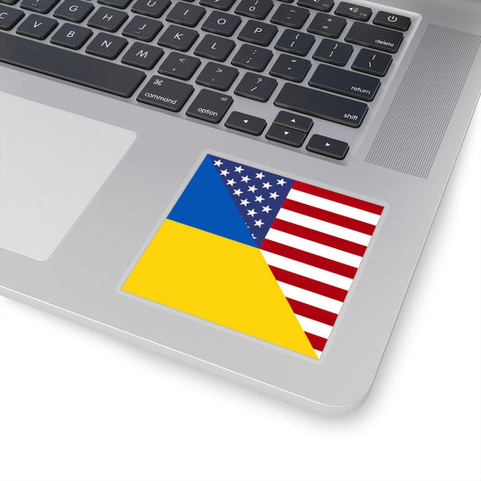 Ukraine America Flag Sticker | USA Ukrainian