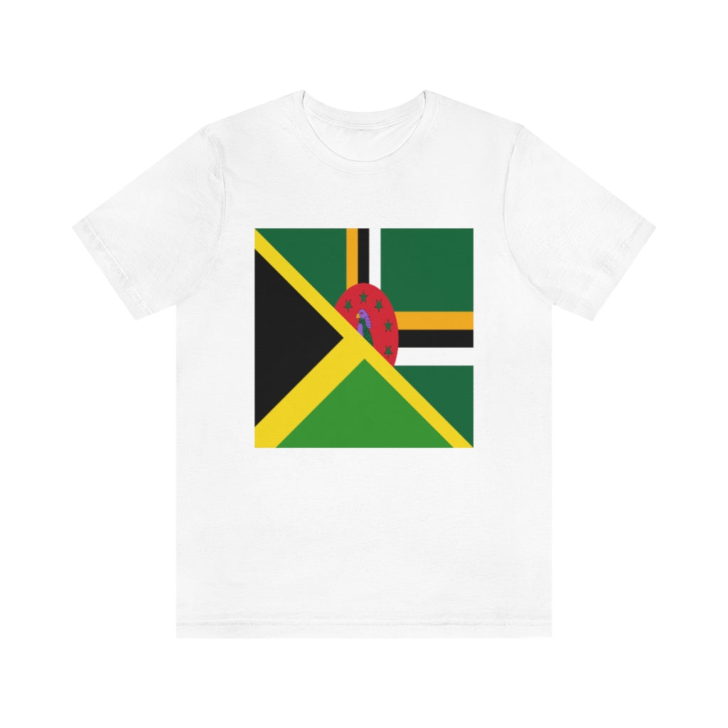 Half Dominican Jamaican Flag Tee | Dominica Jamaica Men Women Shirt