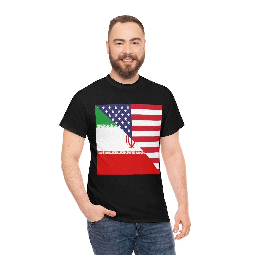 Iran American Flag Tee Shirt | Unisex Iranian USA Tshirt