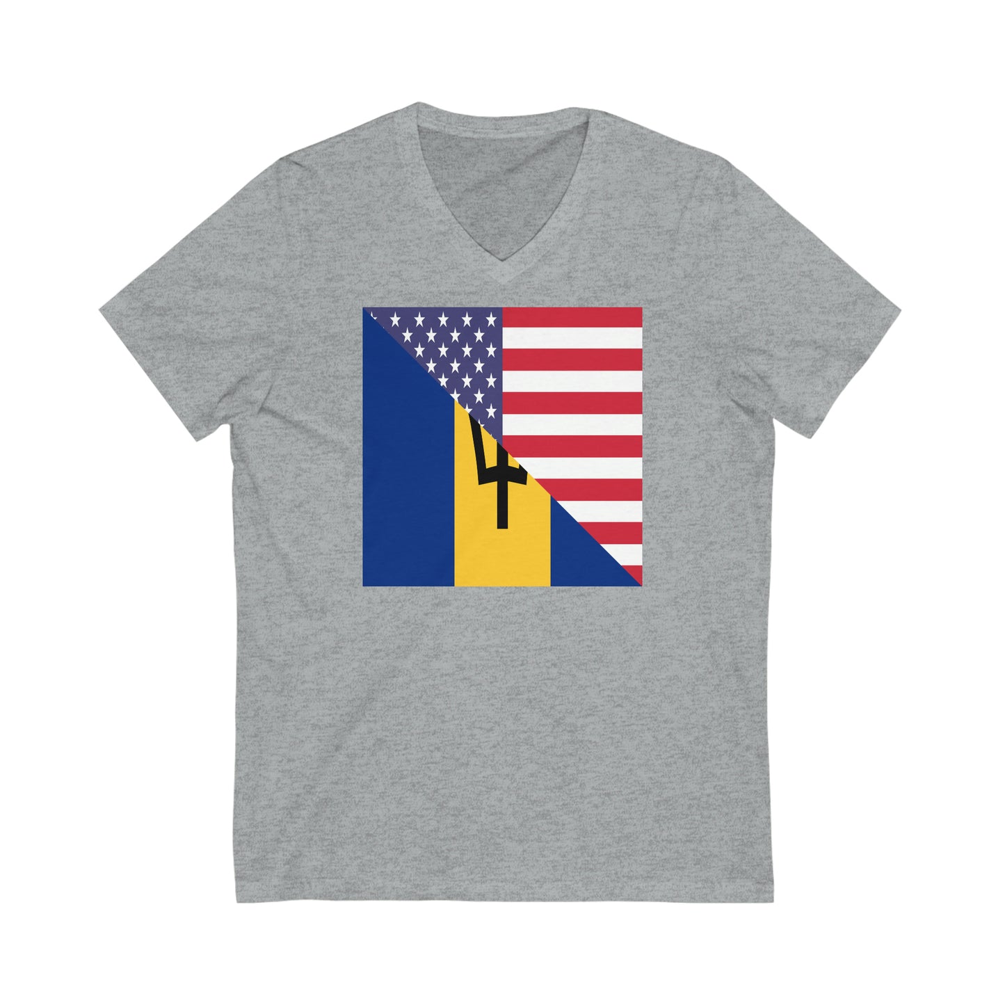 Bajan American Flag Barbados USA V-Neck T-Shirt | Unisex Vee Shirt