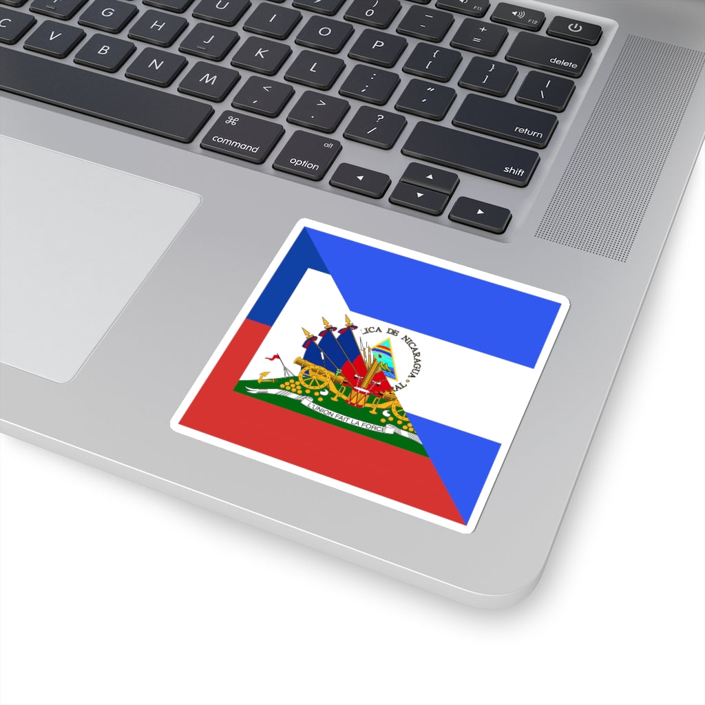 Haiti - Nicaragua Flag Sticker | Half Haitian Nicaraguan Adhesive