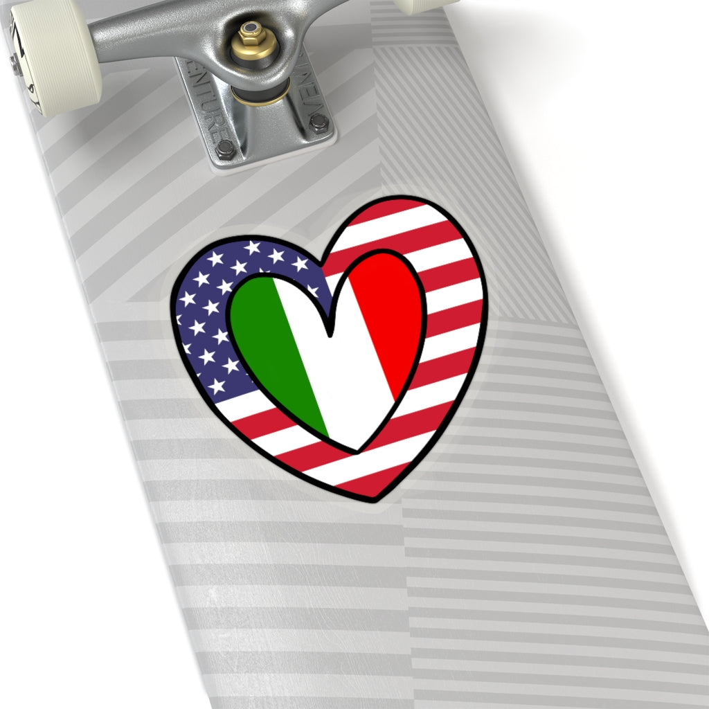 American Italian Flag Inner Heart Sticker | USA Italy Accessory