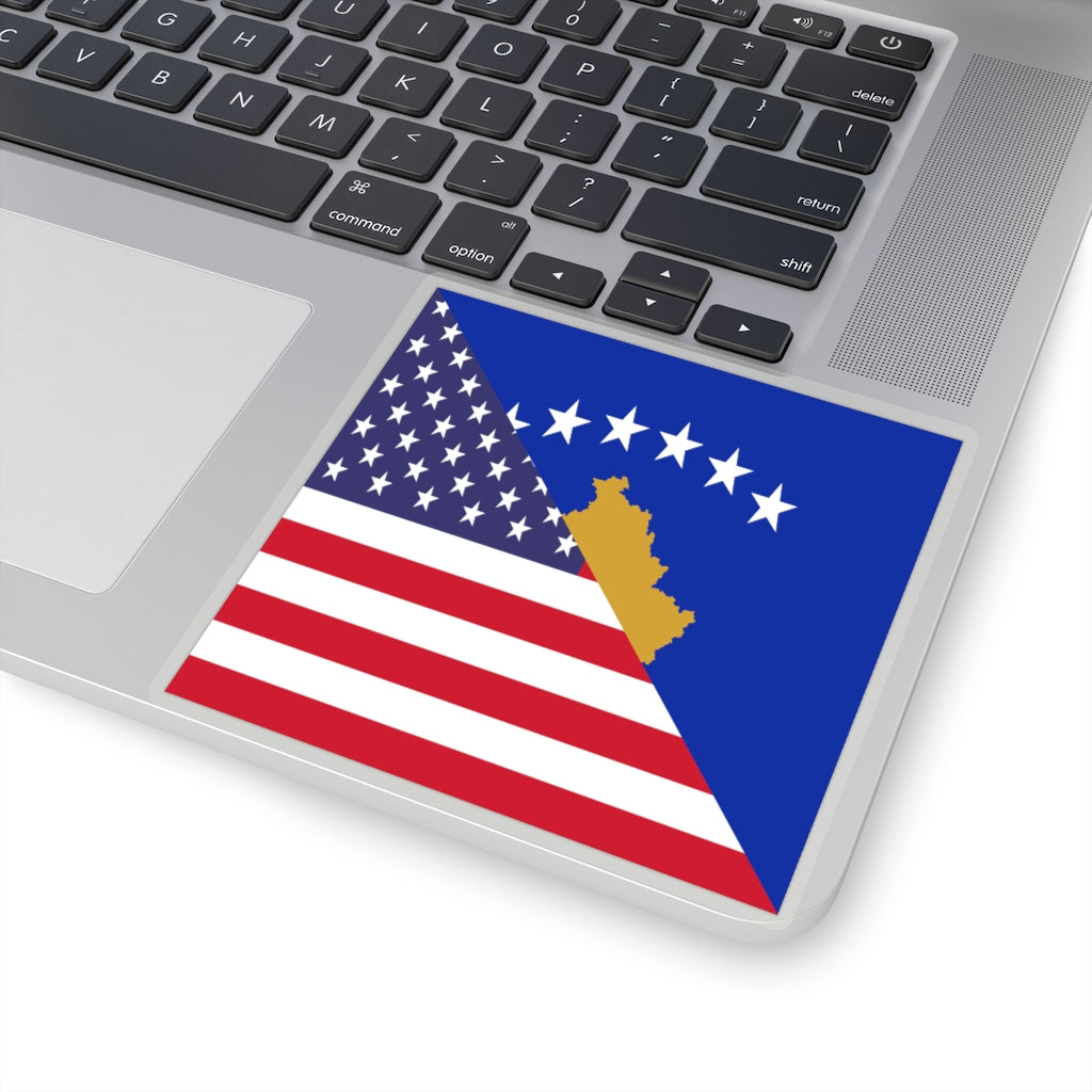 Kosovar American Flag Sticker | Kosovo USA Stickers