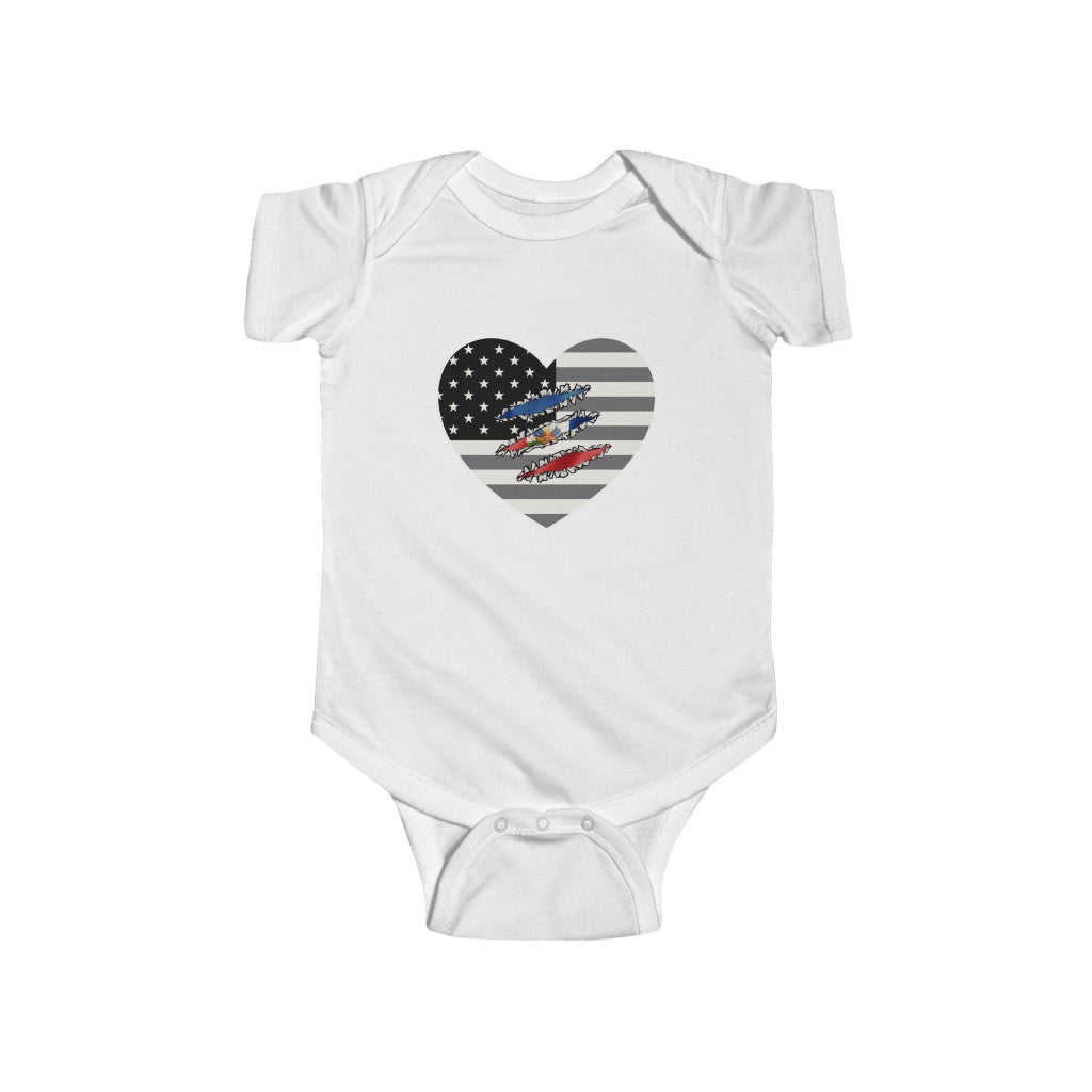 Newborn Haitian American At Heart Flag  | Haiti USA Baby Boy Girl Outfit