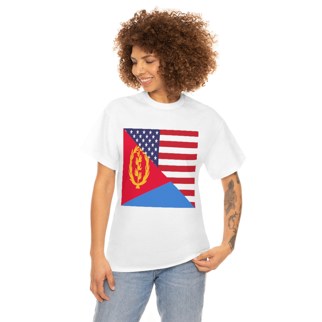 Eritrea American Flag Tee Shirt | Unisex Eritrean USA Tshirt