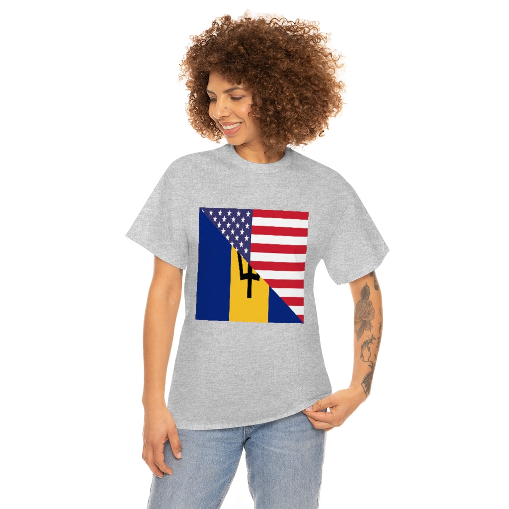 Bajan American Flag Tee Shirt | Barbados USA Tshirt