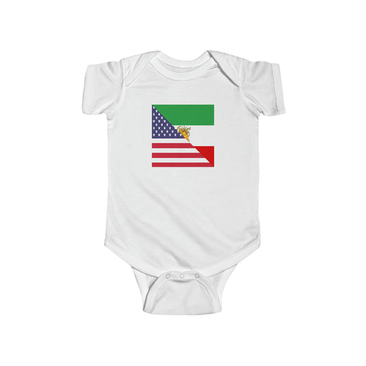 Old Iranian American Flag Baby Bodysuit | Unisex Iran USA Newborn Boy Girl