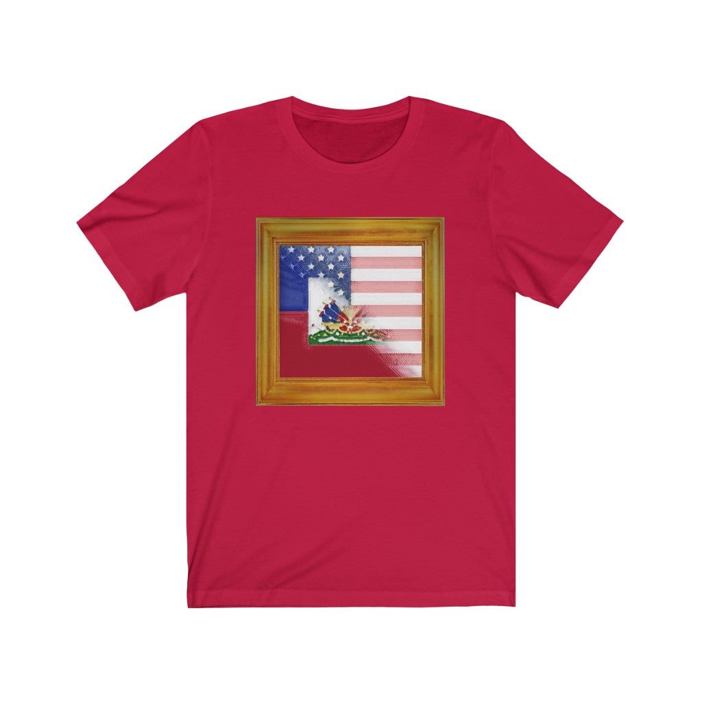 Haitian-American Flag Painting Tee | Haiti USA Men Women Shirt