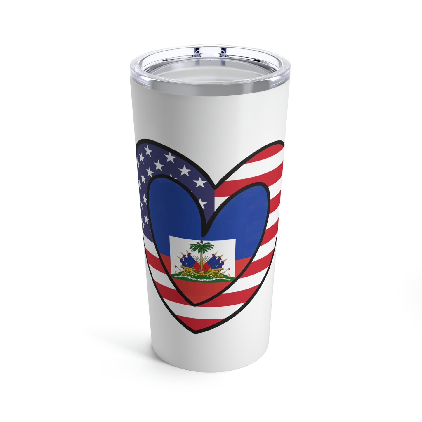 American Haitian Flag Heart Valentines Day Gift USA Haiti Tumbler 20oz